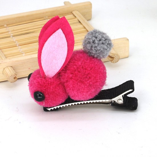 可愛毛絨立體小兔子髮夾髮圈 創意立體髮飾