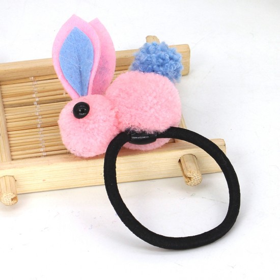 可愛毛絨立體小兔子髮夾髮圈 創意立體髮飾