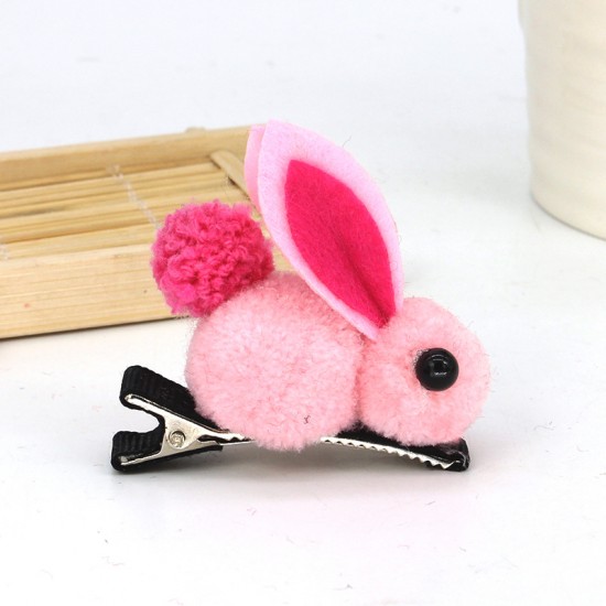 可愛毛絨立體小兔子髮夾髮圈 創意立體髮飾