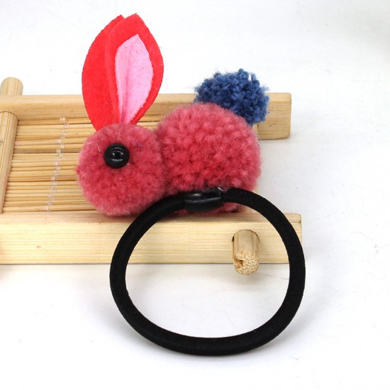 可愛毛絨立體小兔子髮夾髮圈 創意立體髮飾