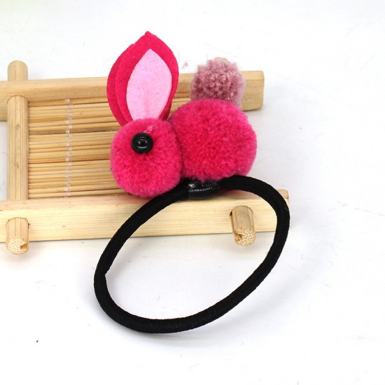 可愛毛絨立體小兔子髮夾髮圈 創意立體髮飾