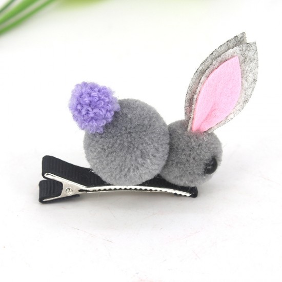 可愛毛絨立體小兔子髮夾髮圈 創意立體髮飾