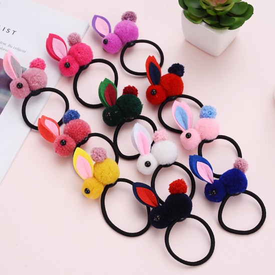 可愛毛絨立體小兔子髮夾髮圈 創意立體髮飾