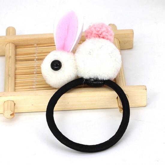 可愛毛絨立體小兔子髮夾髮圈 創意立體髮飾