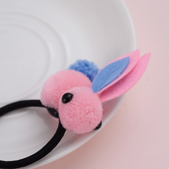 可愛毛絨立體小兔子髮夾髮圈 創意立體髮飾