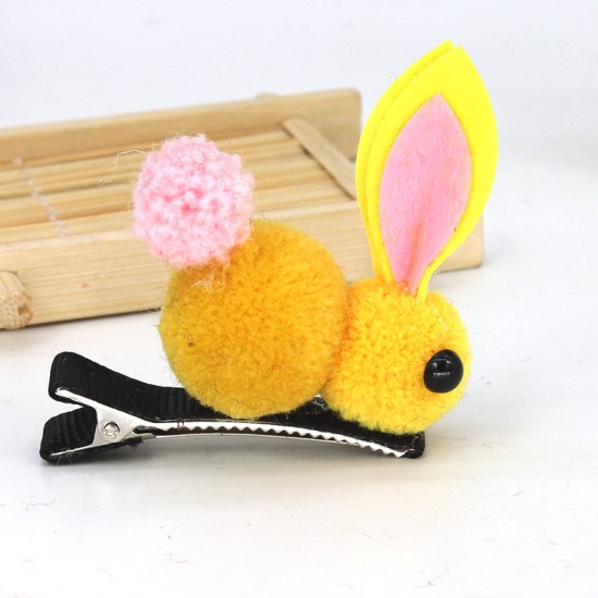 可愛毛絨立體小兔子髮夾髮圈 創意立體髮飾