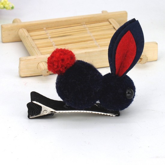 可愛毛絨立體小兔子髮夾髮圈 創意立體髮飾