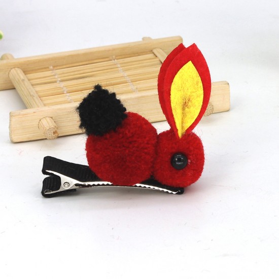 可愛毛絨立體小兔子髮夾髮圈 創意立體髮飾