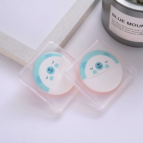 可愛小熊氣墊粉餅 盒裝粉底BB霜專用 化妝必備彩裝工具 粉撲