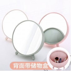 圓形桌面收納化妝鏡 簡約梳妝台化妝鏡 收納鏡子