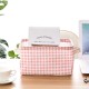 簡約棉麻桌面手提收納籃 粉格衣櫃布藝收納籃
