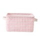 簡約棉麻桌面手提收納籃 粉格衣櫃布藝收納籃