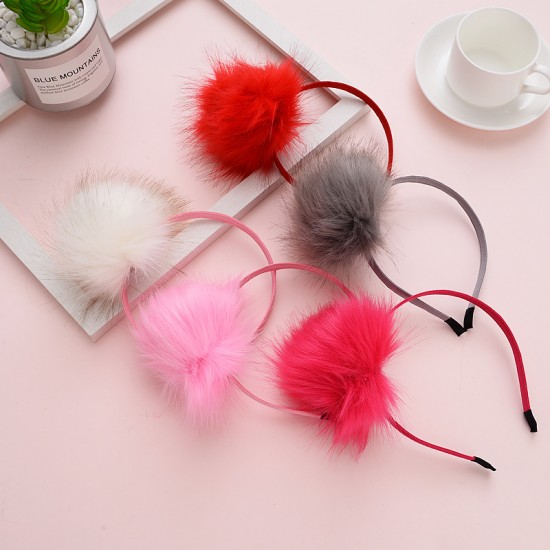 創意大毛球髮箍 少女可愛毛球髮箍 頭飾