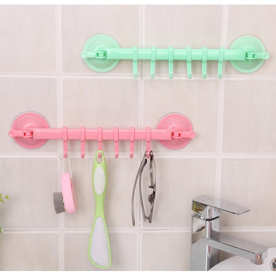 強力吸盤鎖扣式6連掛勾 廚房浴室必備多功能無痕掛勾 免鑽孔