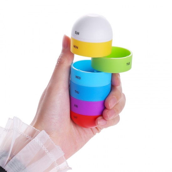 七彩防水密封7格藥盒 外出必備多層大容量隨身藥盒 方便攜帶迷你藥盒