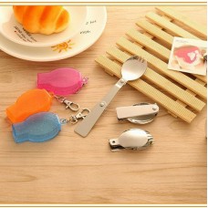 創意折疊餐具湯匙 304不銹鋼折疊勺叉 方便攜帶餐具組