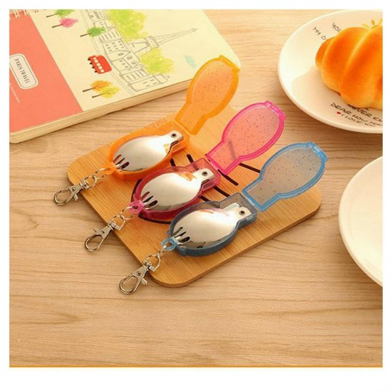 創意折疊餐具湯匙 304不銹鋼折疊勺叉 方便攜帶餐具組