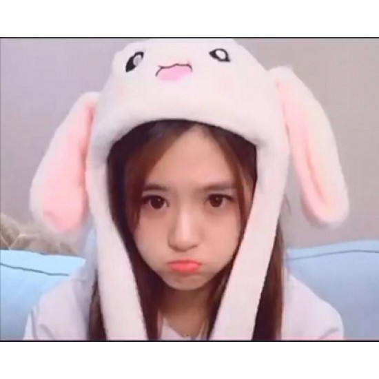 創意可愛小兔子氣囊帽 保暖小白兔帽子 外出必備 耳朵會動