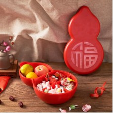 葫蘆造型糖果盒 創意過年必備分隔帶蓋糖果盒 水果盤 新年必備