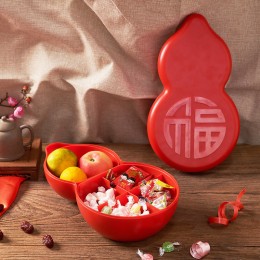 葫蘆造型糖果盒 創意過年必備分隔帶蓋糖果盒 水果盤 新年必備 葫蘆造型糖果盒 創意過年必備分隔帶蓋糖果盒 水果盤 新年必備