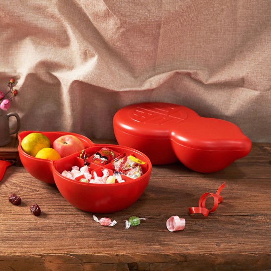 葫蘆造型糖果盒 創意過年必備分隔帶蓋糖果盒 水果盤 新年必備