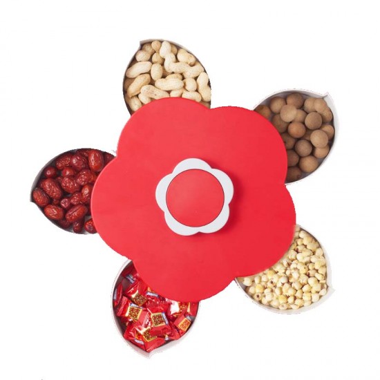 創意花朵旋轉糖果盒 婚慶果乾盤 花漾零食果盤 春節必備