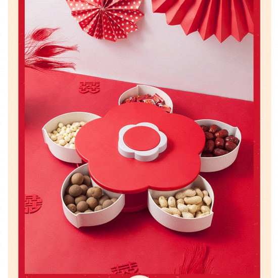 創意花朵旋轉糖果盒 婚慶果乾盤 花漾零食果盤 春節必備