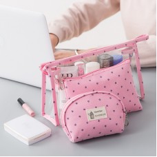 小皇冠PVC透明化妝包三件組 旅行必備化妝品洗漱用品收納包