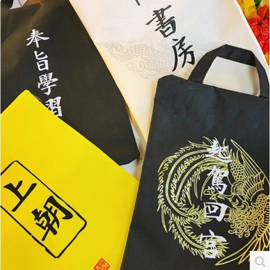 宮廷風帆布文件袋 創意辦公手提資料袋 A4文件袋