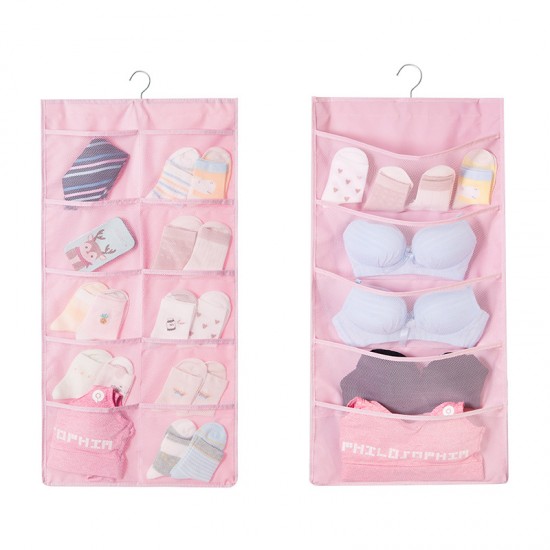 簡約牛津布雙面收納掛袋 宿舍必備多格收納掛袋 收納好幫手