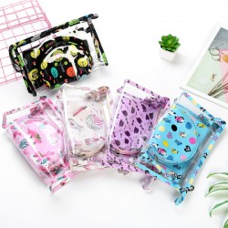 創意印花透明PVC化妝包三件組 旅行必備洗漱包 手拿化妝包