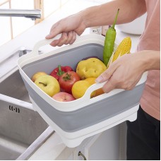 創意可折疊廚房洗菜籃 蔬菜水果瀝水籃 摺疊收納不占空間