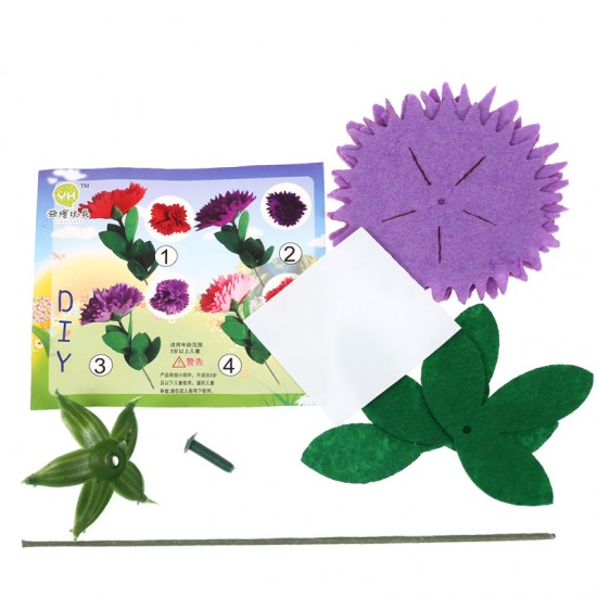 母親節禮物 康乃馨DIY材料包 幼兒園兒童 美勞課  免剪裁不織布