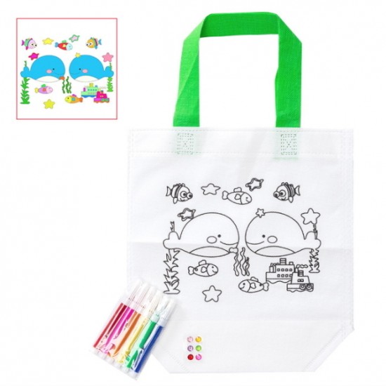 兒童美勞課DIY材料包 手繪著色塗鴉包 手提帆布環保袋