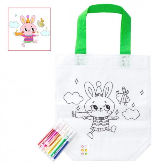 兒童美勞課DIY材料包 手繪著色塗鴉包 手提帆布環保袋