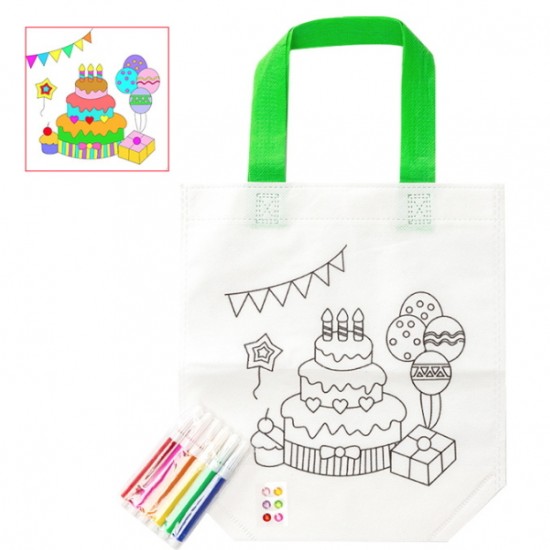 兒童美勞課DIY材料包 手繪著色塗鴉包 手提帆布環保袋