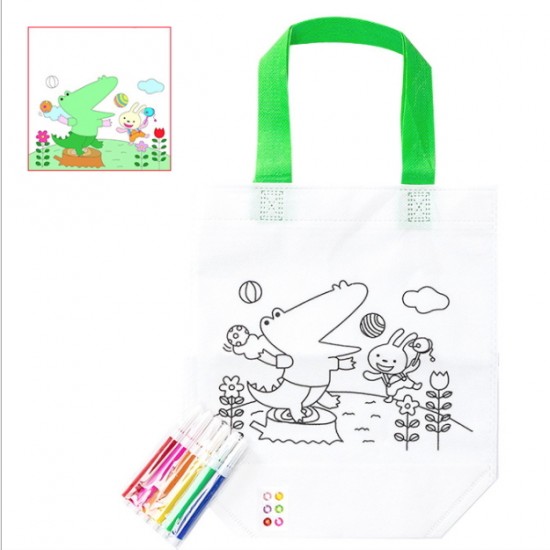 兒童美勞課DIY材料包 手繪著色塗鴉包 手提帆布環保袋