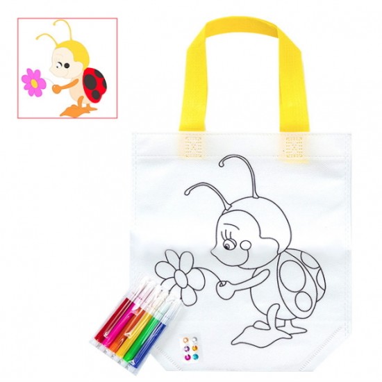 兒童美勞課DIY材料包 手繪著色塗鴉包 手提帆布環保袋