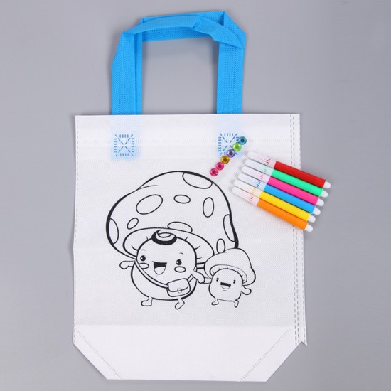 兒童美勞課DIY材料包 手繪著色塗鴉包 手提帆布環保袋