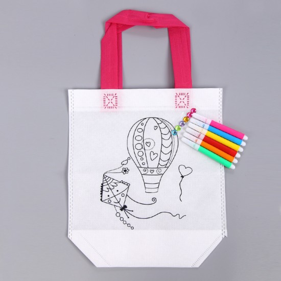 兒童美勞課DIY材料包 手繪著色塗鴉包 手提帆布環保袋