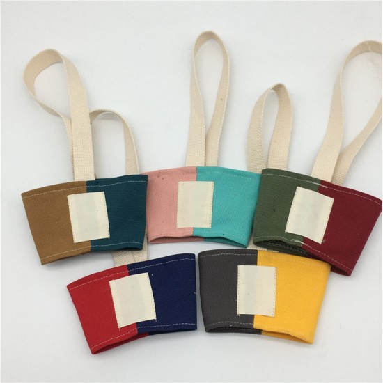 撞色拼接飲料杯袋 環保手搖杯提袋 可摺疊收納杯套