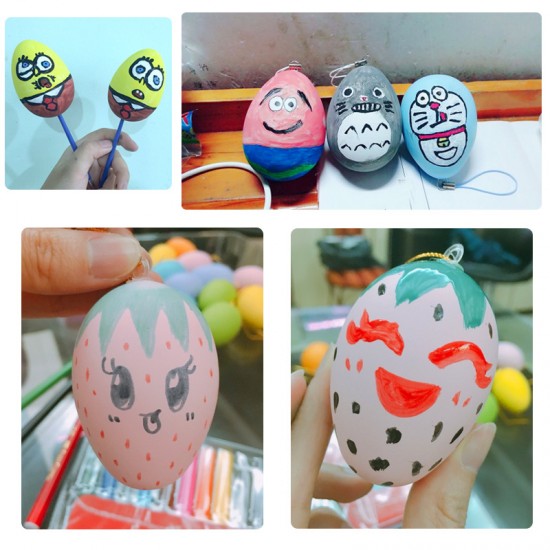 復活節彩蛋 DIY實木仿真彩繪雞蛋 手工彩繪雞蛋