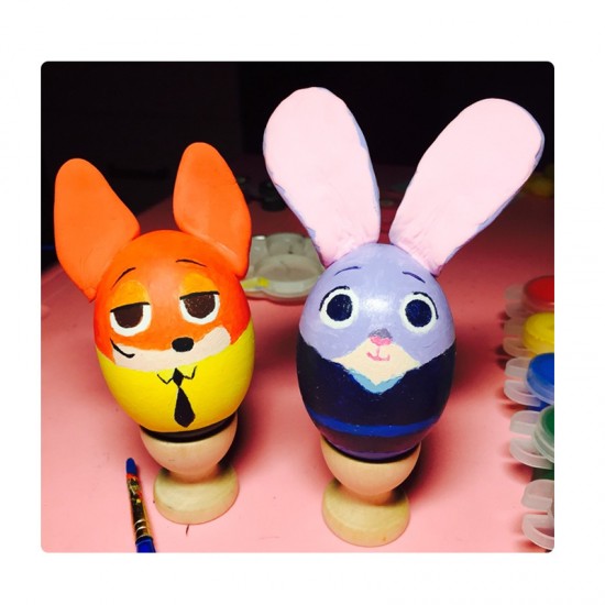 復活節彩蛋 DIY實木仿真彩繪雞蛋 手工彩繪雞蛋