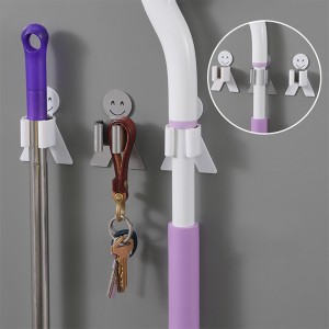 強力無痕拖把掛架 笑臉拖把掃把收納 防水拖把夾