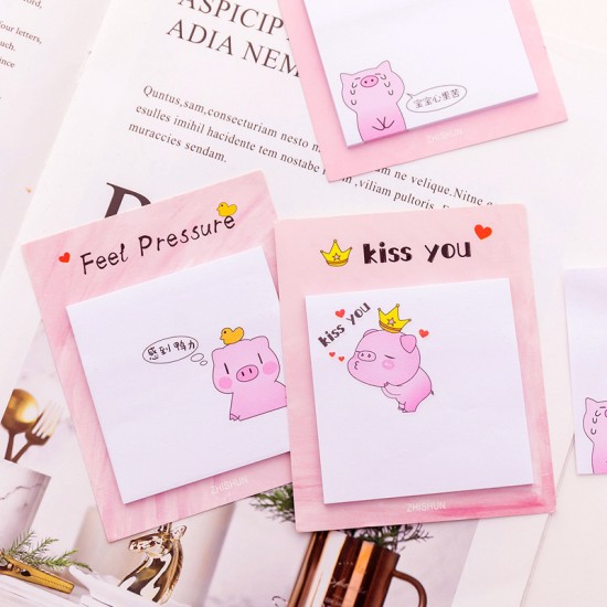 粉色小豬便利貼 可黏式留言便條 卡通N次貼