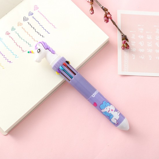 夢幻獨角獸10色圓珠筆 可愛文具 卡通按壓式原子筆