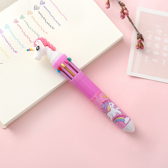 夢幻獨角獸10色圓珠筆 可愛文具 卡通按壓式原子筆