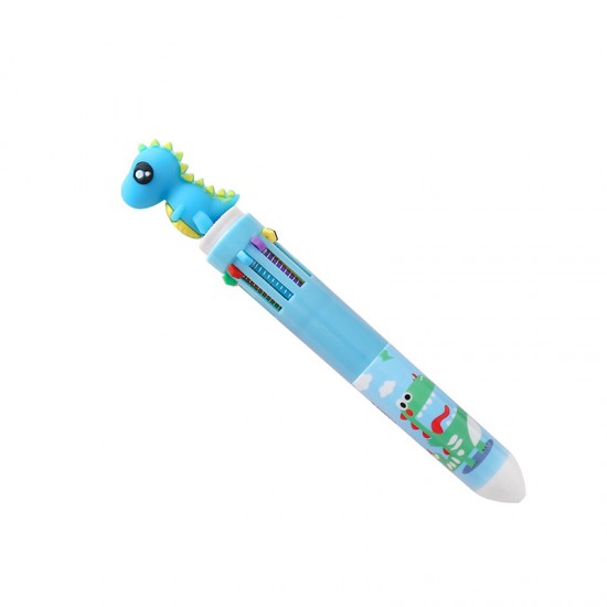 Q版恐龍10色圓珠筆 可愛卡通文具 按壓式子彈頭原子筆