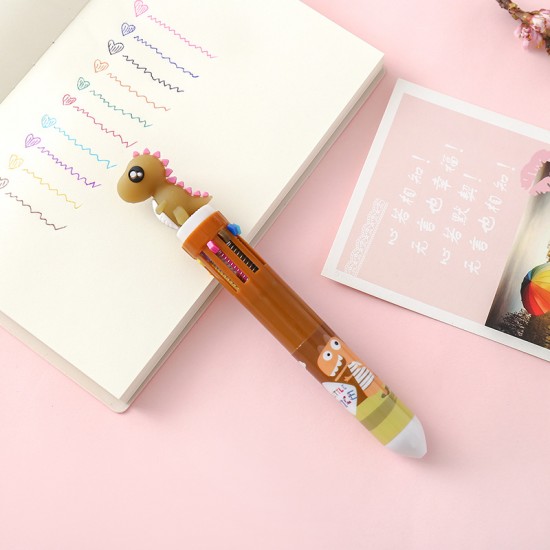 Q版恐龍10色圓珠筆 可愛卡通文具 按壓式子彈頭原子筆