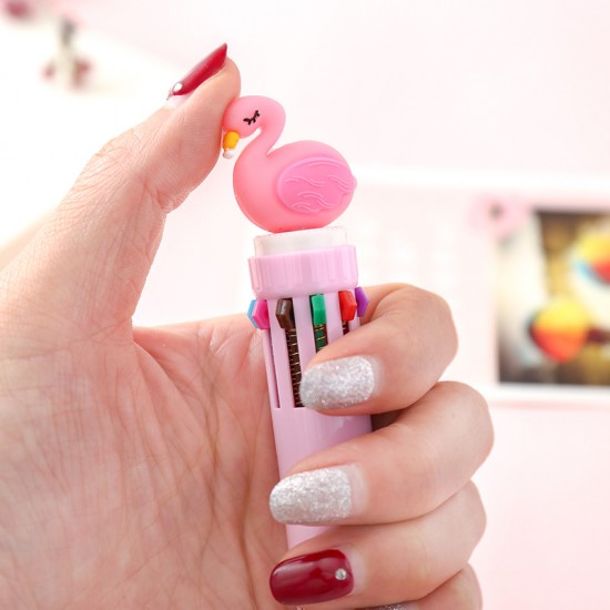 Q版紅鶴10色圓珠筆 可愛卡通文具 按壓式子彈頭原子筆